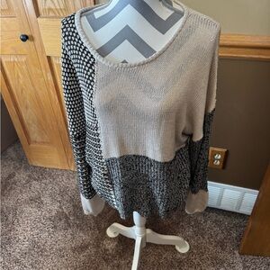 Blu Pepper Black and Cream Patterned Sweater